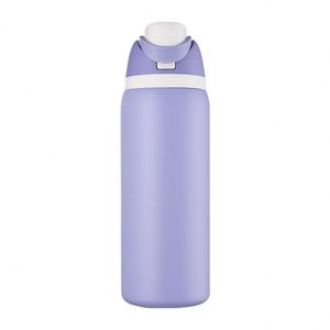 Factory Wholesale 32oz Double Walled Stainless Steel Eco-Friendly Portable Fruit Cup with Flip Lid & Handle - Product Image 3