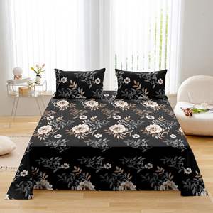 高品质<span class=keywords><strong>3</strong></span> pcs床单贴合床单黑色超细纤维印花床单套装供应商 - Product Image 1