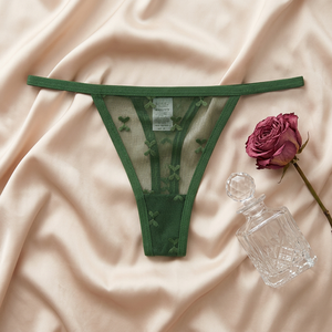 Tanga de malla transparente para mujer, de color sólido, con tirantes finos, cintura baja, sexy, transpirable, transparente, ropa interior tipo G-string para damas, OEM ODM - Product Image 4