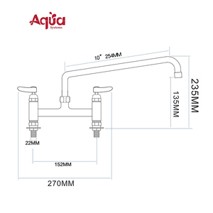 Aqua Systems 2 Handle Kitchen Faucet Polished Chrome Deck Mounted Classic Style Traditional Design - Product Image 2