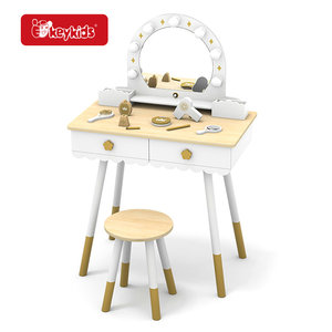 Bán buôn thắp sáng trẻ em bằng gỗ Vanity bảng & Phân với gương w08h218 - Product Image 2