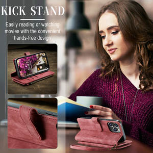 CaseMe étui mobile à fermeture éclair pour iPhone 15 Plus Max 14 13 12 11 étui portefeuille en cuir <span class=keywords><strong>portable</strong></span> pour iPhone 15 étui cartes - Product Image 6