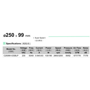 <span class=keywords><strong>Ventilateur</strong></span> centrifuge industriel Daring 250 mm Daring Blower Fan C25099-V2HBLP AC230V 0.64/0.83A 4UF 450V pour <span class=keywords><strong>d</strong></span>éshumidificateur AC - Product Image 5