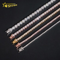 Bracelet Chaîne Tennis Moissanite Haute Qualité Testeur de Diamant Argent Sterling 925 Hip Hop 2mm 3mm 4mm 5mm 6.5mm