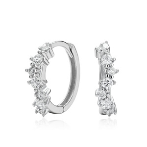 925 <b>Silver</b> <b>Woman</b> Fashion <b>Earring</b> Trendy Sparkling CZ Huggie <b>Hoop</b> 18K Gold Plated Hypoallergenic Sterling <b>Silver</b> <b>Earrings</b> - Product Image 2