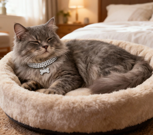 قلادة فاخرة للحيوانات الأليفة مزينة بالكريستال والأحجار الكريمة على شكل قطة، طوق أنيق للكلاب الصغيرة والمتوسطة للارتداء اليومي والحفلات - Product Image 4