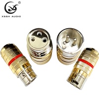 Speaker YIVO XSSH XSSH, kualitas tinggi 3-Pin XLR konektor HIFI Audio non-magnetik pelindung Pria Wanita cangkang emas berlapis colokan keseimbangan
