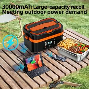Nuevo Contenedor Eléctrico Portátil de Acero Inoxidable de 1.35l y 30000mah para Calentar Alimentos, <span class=keywords><strong>Olla</strong></span> para <span class=keywords><strong>Arroz</strong></span> con Bolsa de Transporte, Calentador de Comida - Product Image 2