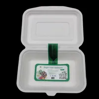 กล่องใส่อาหารชานอ้อยแบบใช้แล้วทิ้ง,กล่องใส่อาหารทรงสี่เหลี่ยมผืนผ้าขนาด450มล. พร้อมฝาปิดเป็นมิตรกับสิ่งแวดล้อม