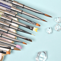 Kit professionnel de stylos de nail art en cristal pour la sculpture et le pointillage, pinceaux pour le dessin sur gel UV et poudre, et ensemble de pinceaux liner pour ongles