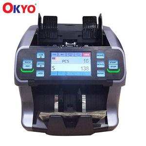Contador de billetes comercial OKYO, cantidad total inteligente, 800 unidades/minuto, detección CIS, <span class=keywords><strong>200</strong></span> unidades/tolva para billetes en <span class=keywords><strong>euros</strong></span> y dólares - Product Image 1