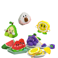 Nouveau dessin animé Mini bloc fruits assemblage jouet enfants cadeau d'anniversaire ensemble avec Durian citron figurine boîte emballée