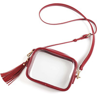 Stade personnalisé approuvé clair sac à bandoulière mode mignon Gameday concert PVC transparent sac de messager avec pompon