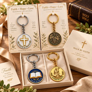 Porte-clés métallique personnalisé avec croix, vigne biblique et signe du berger, cadeau souvenir, vente en gros OEM/ODM - Product Image 2