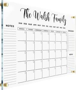 Calendrier mural acrylique personnalisé personnalisé calendrier tableau blanc Lucite pour salle de classe bureau à domicile - Product Image 1