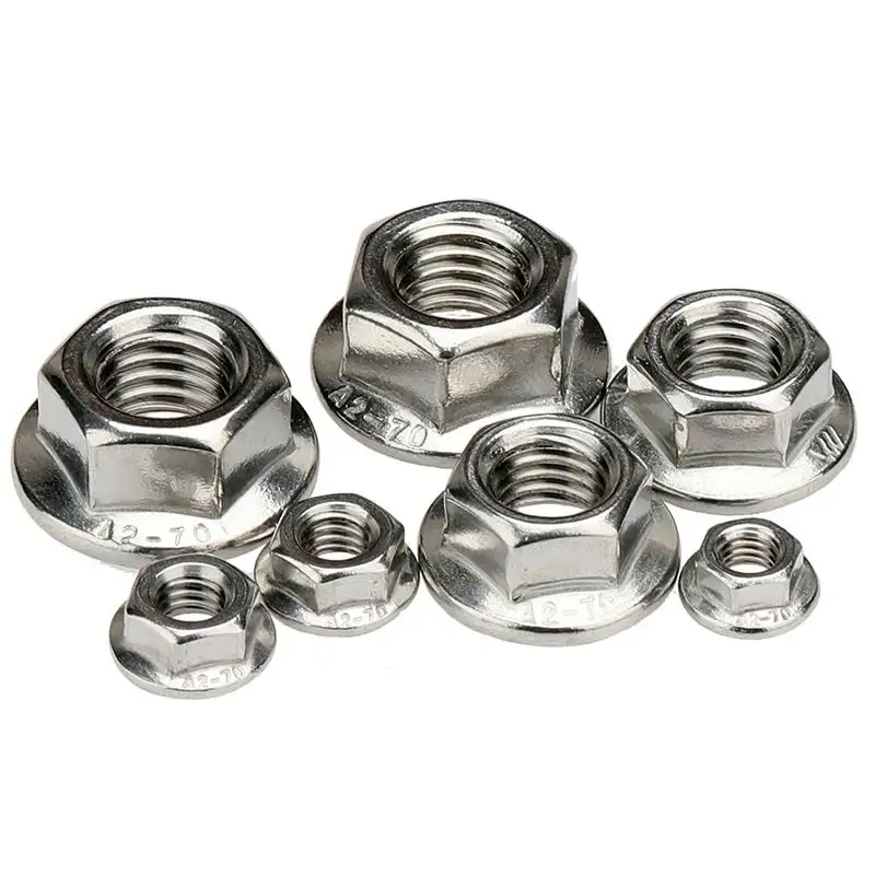 M8 M10 M12 Stainless Steel SS SUS AISI ANSI 304 316 316L A2 A4 A2-70 A2-80 A4-70 A4-80 Serrated Hex Hexagon Flange Nut DIN6923