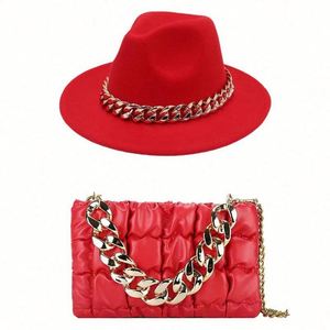 New Design Custom Winter Women Fedora <b>Hat</b> and Hand <b>Bag</b> Sets - Product Image 2