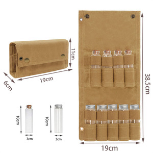 Sac à épices portable avec 9 supports pour bouteilles, pour barbecue en plein air et utilisation en cuisine, kaki et vert militaire - Product Image 3