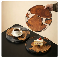Plateau à thé et à dîner en bois et résine époxy haut de gamme, style chinois, fait main, pour service à thé, rangement de tasses et de bijoux, cadeau d'affaires