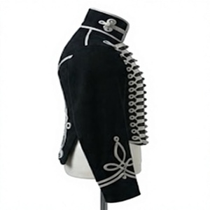 Veste Hussarde en Laine Noire pour Homme, Uniforme Historique, Col en Fausse Fourrure, Boutons sur le Devant, Veste Formelle d'Hiver - Product Image 3