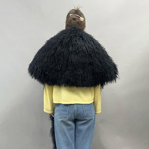 ジャンココ新作 ロングシープファースカーフ ショール カスタム ふわふわ 本物のモンゴル産ファースカーフ 女性用 - Product Image 3