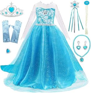 Costume de Princesse pour Filles Robes de Princesse Reine <span class=keywords><strong>des</strong></span> <span class=keywords><strong>Neiges</strong></span> <span class=keywords><strong>Robe</strong></span> de Fête pour Tout-Petits Vêtements de Déguisement pour Petites Filles - Product Image 1