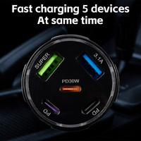 Chargeur de voiture multifonctionnel éco-responsable et ignifuge Road Trip 75W avec technologie GaN PD3.0 QC, charge rapide Type-A Type-C pour ordinateur portable