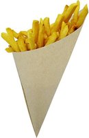 Cônes de papier journal français de taille moyenne pour service alimentaire Supports écologiques jetables pour frites ou autres collations