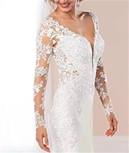 Pizzo 2024 Appliques abito da sposa lungo Boho con strascico bianco pizzo di lusso da sposa sirena da spiaggia abiti da sposa per la sposa - Product Image 6