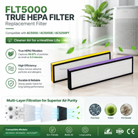 Filtre HEPA véritable à cadre plastique FLT5000, remplacement compatible avec les pré-filtres à charbon actif AC5000 AC5000E AC5250PT