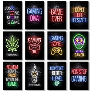<span class=keywords><strong>Poster</strong></span> Artistici da Parete Grandi 30x40cm per Gamer Stampe <span class=keywords><strong>su</strong></span> <span class=keywords><strong>Tela</strong></span> Personalizzate Gaming Neon Decorazioni da Parete Stile Deco per Cameretta di Bambini e Ragazzi - Product Image 2