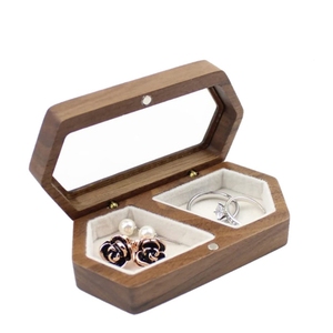 Boîte à bijoux en bois de noyer noir de haute qualité, article très vendu, boîte à bagues, boîte à bijoux de luxe à double compartiment - Product Image 1