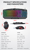Keyboard dan Mouse Gaming e-sport, Mouse Gaming ringan dengan lampu latar, Mouse USB 104 tombol, Keyboard berkabel USB untuk PC gamer