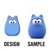 Peluche chat bleu rond et dodu personnalisé, grand yeux, personnage de dessin animé, animal en peluche doux pour la décoration intérieure, jouets moelleux
