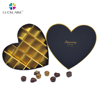 Emballage cadeau de luxe Emballage en carton personnalisé pour la Saint-Valentin Boîtes noires en forme de coeur pour cadeau chocolat amour