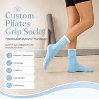 Chaussettes de yoga antidérapantes mi-mollet en coton tricoté respirant à séchage rapide pour femme avec logo personnalisé