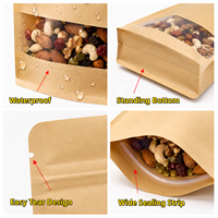 En stock, sachets refermables biodégradables, anti-odeurs, à fermeture éclair, en mylar, pour l'emballage alimentaire, sacs en papier kraft brun, OEM/ODM