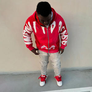 Custom Embroidery Patch Y2k Zip Up Hoodie Men Streetwear <strong>Clothing</strong> Hoodie Manufacturers - Product Image 4