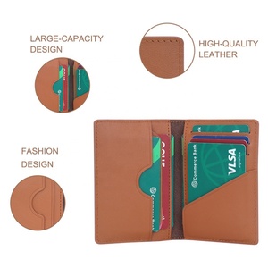 2025 Wholesale Handmade Genuine Leather Slim Cardholder Wallet Booklet Custom Business RFID Bifold Men's Credit Id Card Holder - Product Image 3
