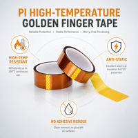Cinta de Poliimida de Alta Temperatura con Adhesivo de Silicona para Sublimación, Prensado en Caliente, PCB, SMT, Protección de Contactos Dorados, Película Aislante de PI