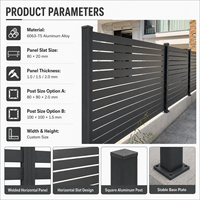 Clôture semi-privée à lattes horizontales en aluminium 6063-T5 sur mesure, revêtement poudré, panneaux de clôture de jardin modernes pour l'extérieur