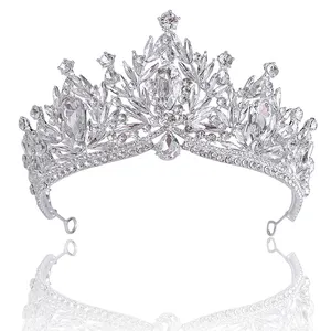 Korean Luxury Rhinestone Large Pageant Crowns Sparkling Crown Wedding Tiara Bridal Couronne Sumptuous Hair Accessories Headpiece