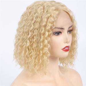 Parrucca Bob Frontale in <span class=keywords><strong>Capelli</strong></span> Umani Cinesi Remy, Colore <span class=keywords><strong>Biondo</strong></span> <span class=keywords><strong>Oro</strong></span>, 12 Pollici, Onda Morbida, Parrucche Ricce <span class=keywords><strong>Biondo</strong></span> 613 - Product Image 2