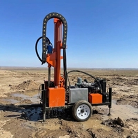 Foreuse rotative hydraulique diesel montée sur pneus pour puits d'eau, 300 m, avec pompe à boue