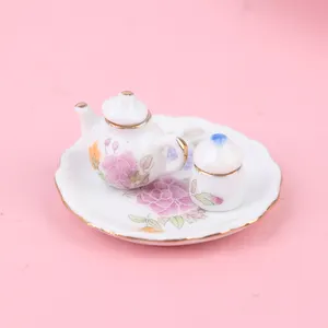 Миниатюрный игровой Карманный чай кунг-фу, миниатюрный кукольный домик, розовые цветочные фарфоровые кофейные чайные чашки, керамическая посуда