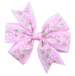 E397 Hair Accessories Lovely Bow Hear Clip Ribbed Band Sunflower Printed Headwear Barrettes Hair Pin For Girls Kid