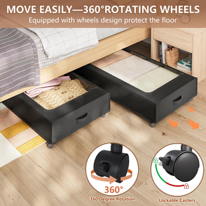 Under Bed <b>Storage</b> with Wheels Containers Underbed <b>Storage</b> with Lid for Clothes Blankets and <b>Shoe</b> Organizer Drawer - Product Image 2