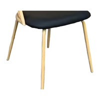 Chaise de salle à manger classique en rotin avec dossier, revêtement en cuir PU, pieds en bois, assise traditionnelle pour la maison ou le bureau