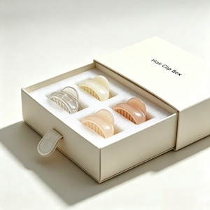 Boîte en carton personnalisée blanc cassé avec tiroir, emballage pour pinces à cheveux et accessoires capillaires, vente directe usine - Product Image 3