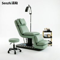 Nouveau Lit de Beauté de Luxe à 3 Moteurs, Camillas pour Cils, Lit pour Extensions de Cils, Base Noire en Cuir, Lit Facial Électrique pour Salon de Beauté